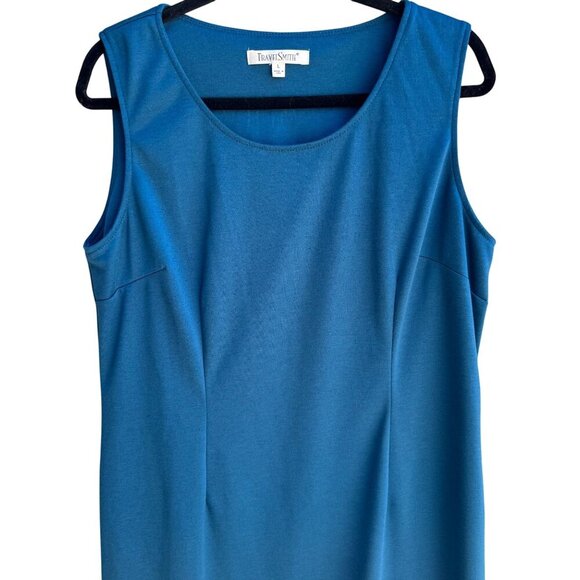 TravelSmith Womens Paneled Sleeveless Teal Stretch Pencil Sheath Maxi Dress L - Picture 2 of 8